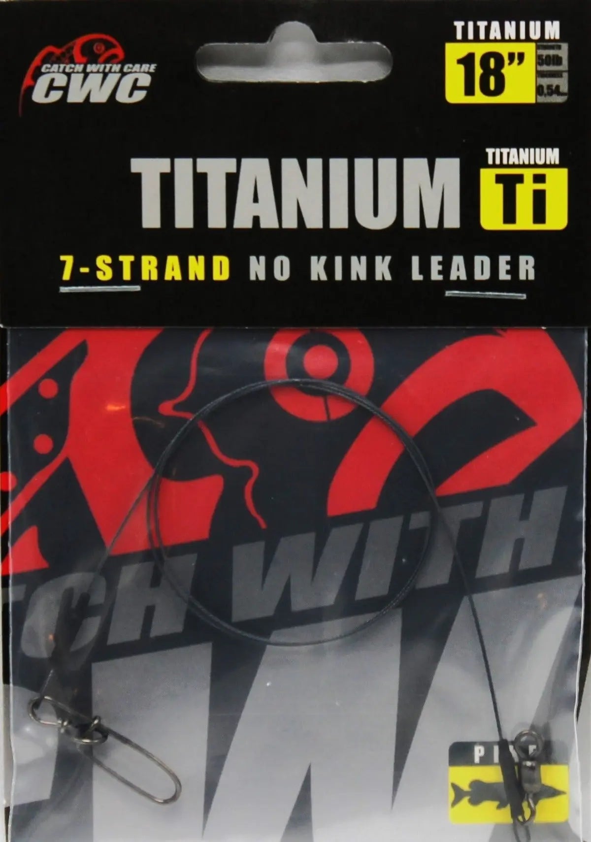 CWC Titanium Wire leader, 7-strand 18'' 50lb - Stay lok Catch With Care
