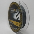Fishing line spool with 'Barbarian Braid' branding on a gray background
