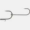 Close-up of a treble fishing hook on a white background