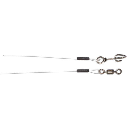 CWC fluorocarbon leader, 20 inch 25 lb with Fastach clip