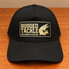 Black Rugged Tackle 1st Edition Trucker Cap, elevated front view