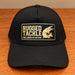Black Rugged Tackle 1st Edition Trucker Cap, elevated front view