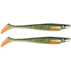Strike Pro Pig Shad Jr. 20cm two-pack in Green Motoroil Pike UV