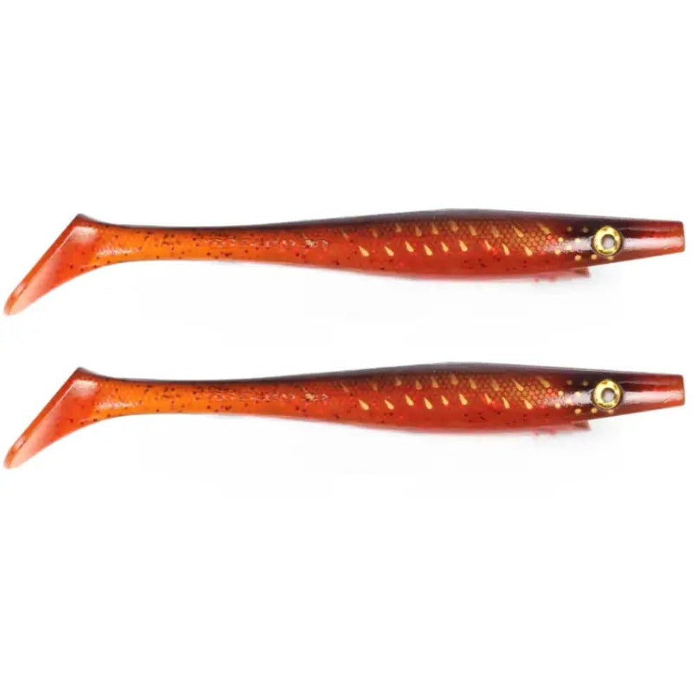 Strike Pro Pig Shad Jr. 20cm two-pack in Red Motoroil Pike UV