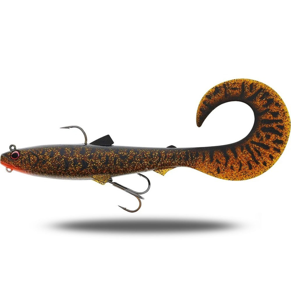 Westin BullTeez Curltail R2F Sinking in Motoroil Burbot