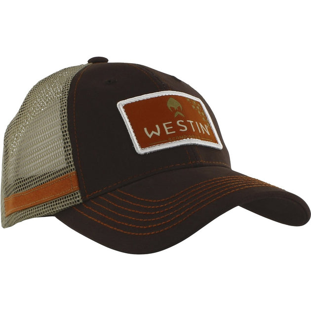 Westin Hillbilly Trucker Cap in brown and orange with khaki mesh