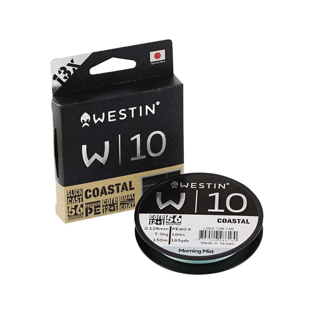 Westin W10 13 Braid Coastal Morning Mist 150 m spool and retail packaging