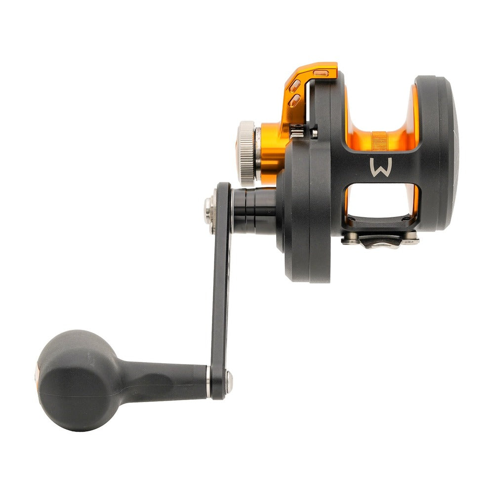 Westin W8 Jigging Reel side profile showing spool and CNC handle